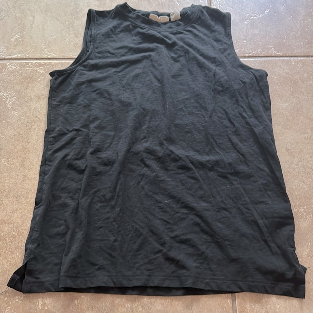 Christian Siriano black slub knit muscle tank